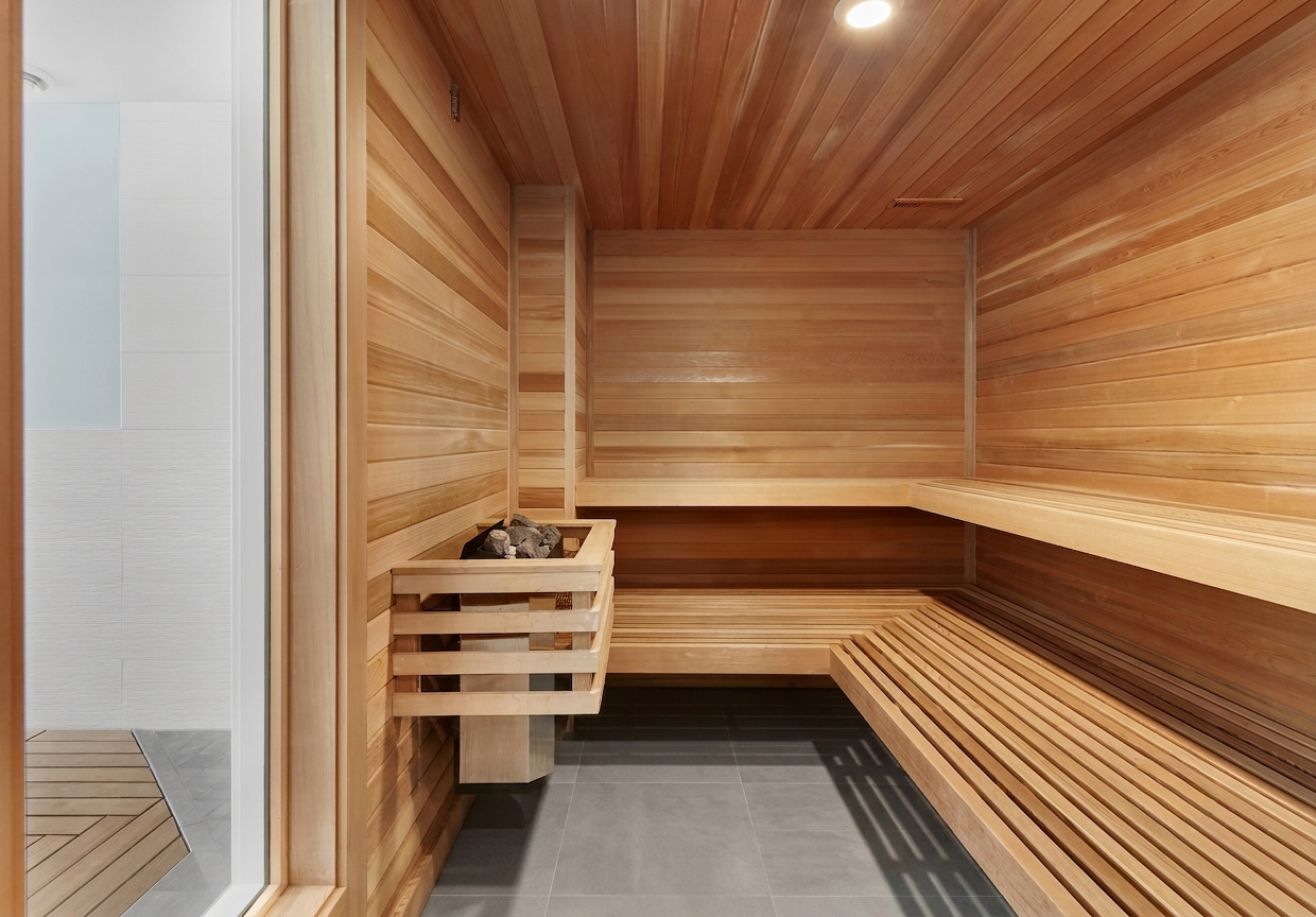 Sauna health and wellness feature in Edmonton with homes for sale by Holland and Associates Real Estate.